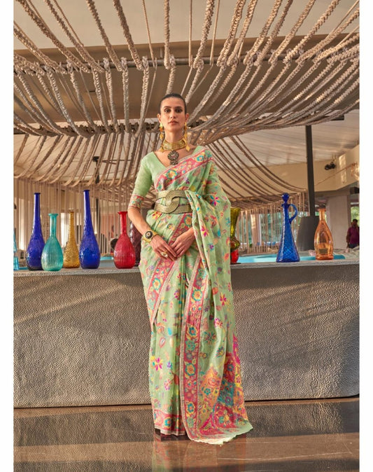 Kashmiri Weaving Drapes In Modal Silk Cotton