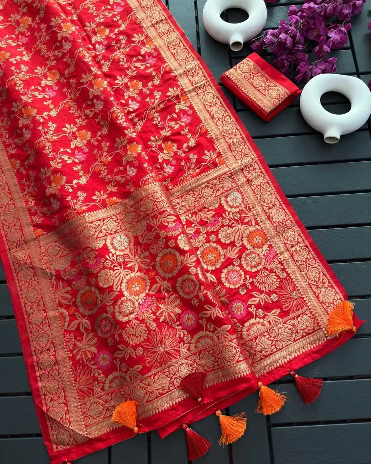 Red Sari For dura puja