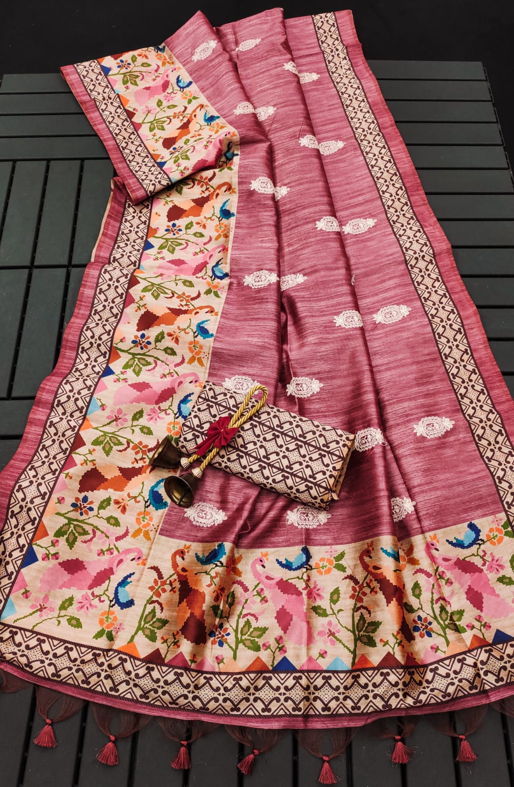 Office Special Tussar Silk Embroidered Saris