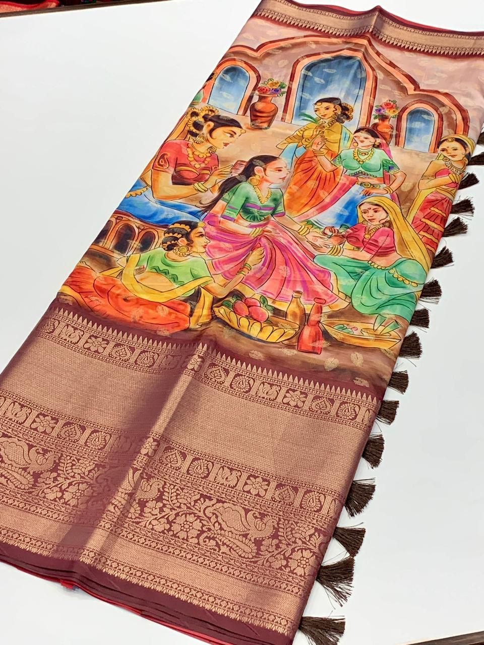 Silk Banarasi Saris in Kalamkari prints