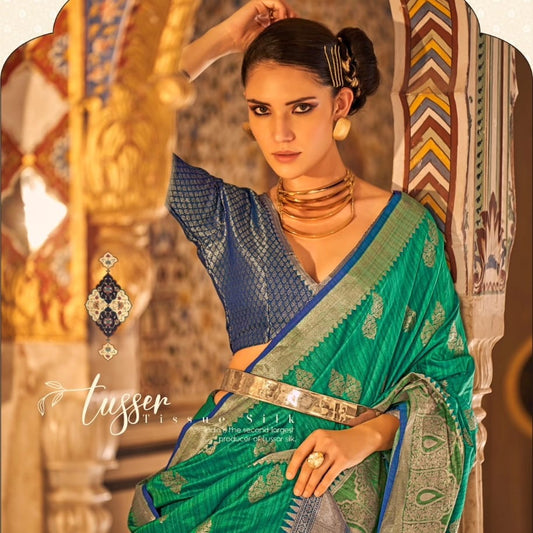 Haldi - Mehendi Special saris in tussar Tissue Silk Banarasi