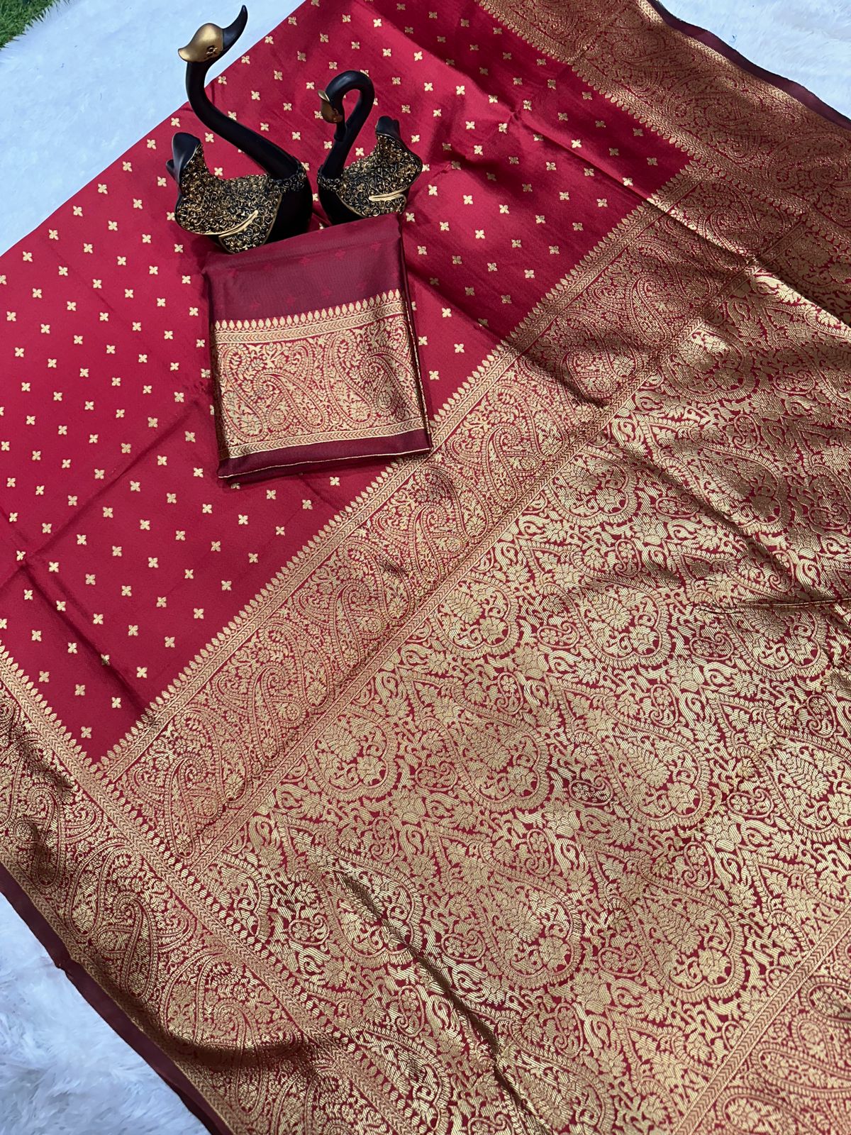 Teej Special Banarsi Red Silk Saree