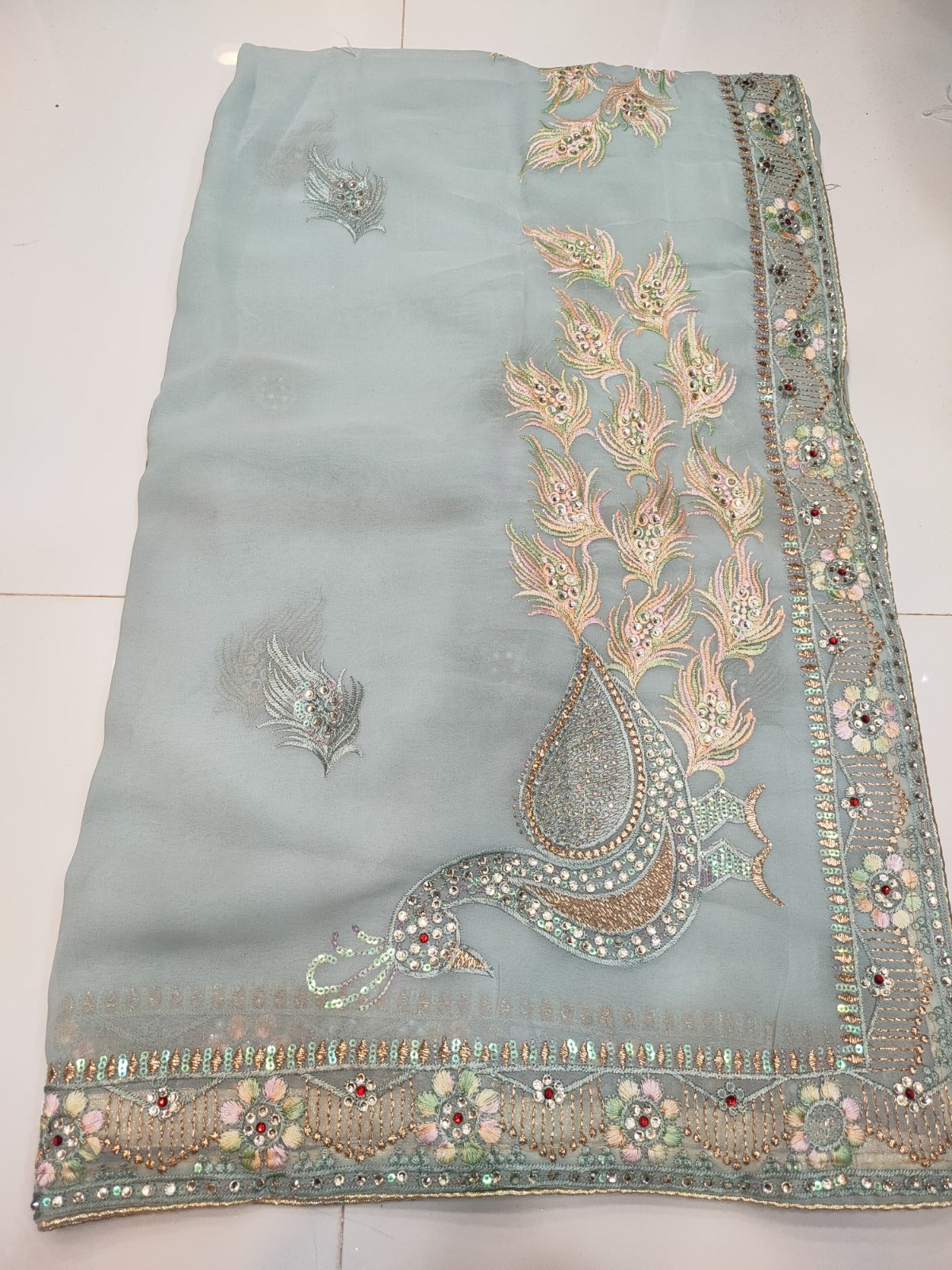 Summer Special Pure Georgette Embroidered Sari