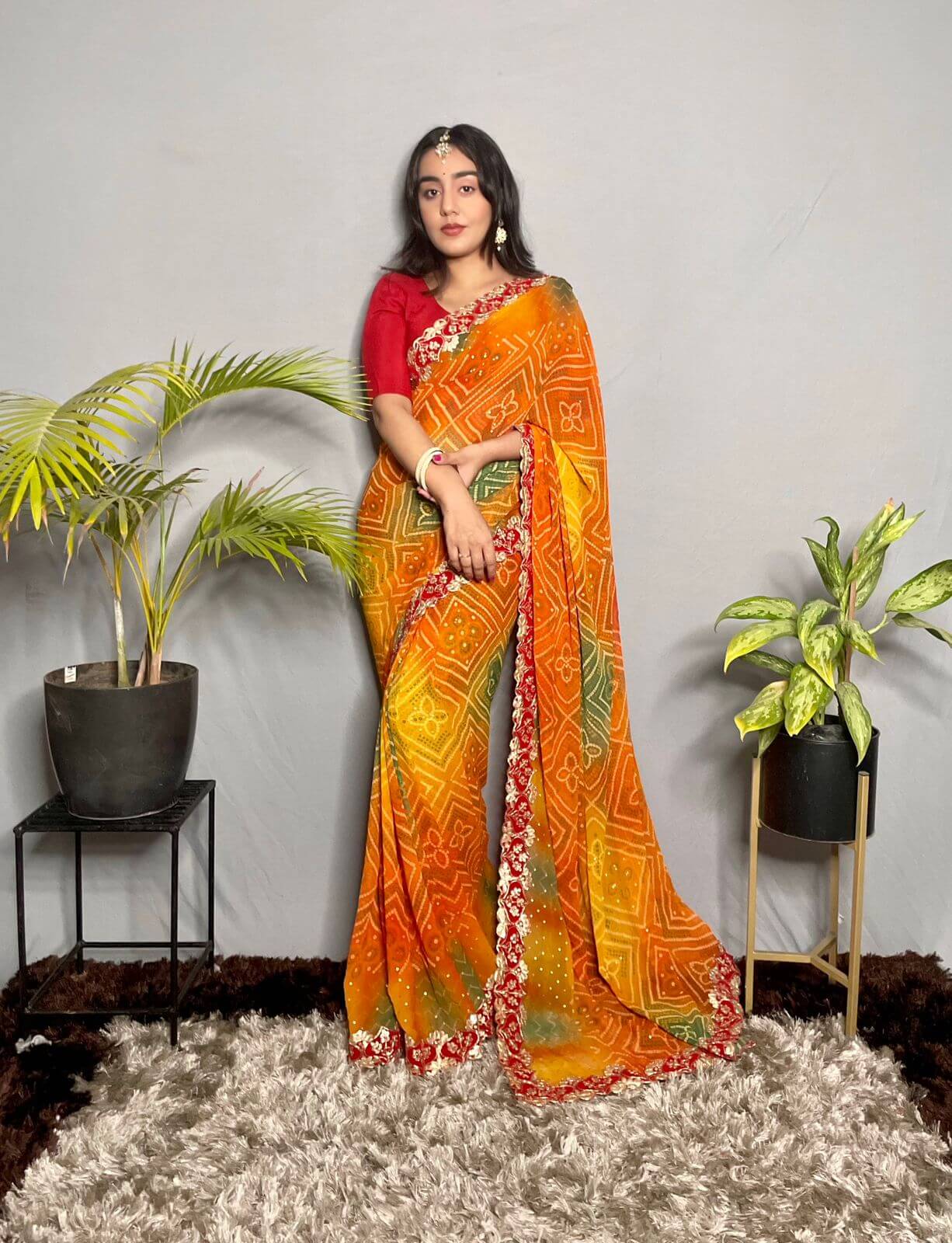 beautiful sari in orange