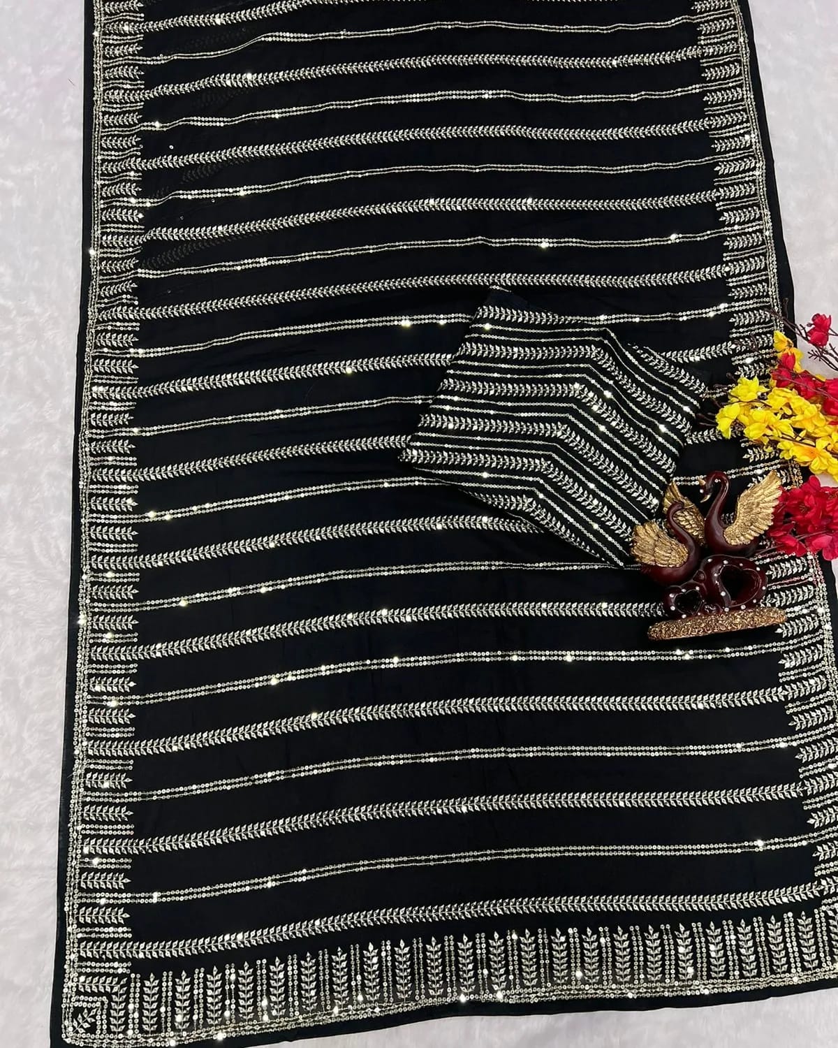 designer trendy black saree