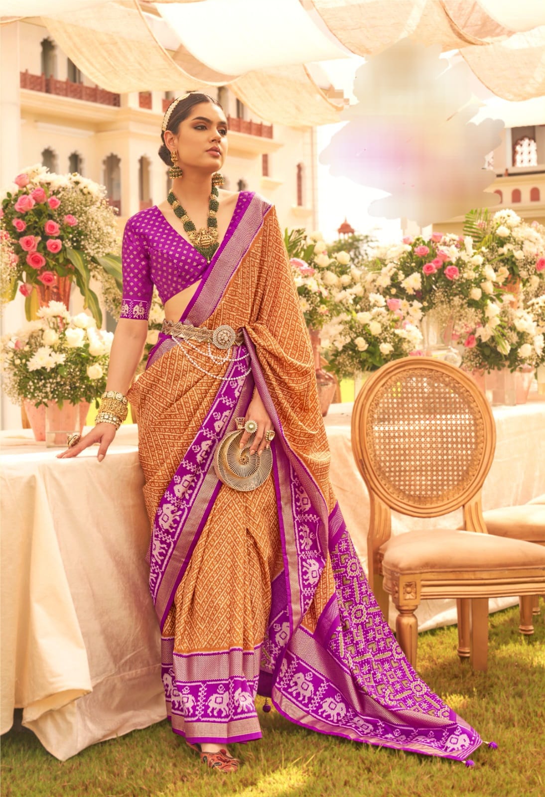 Trendy Hot Sari In Patola Silk