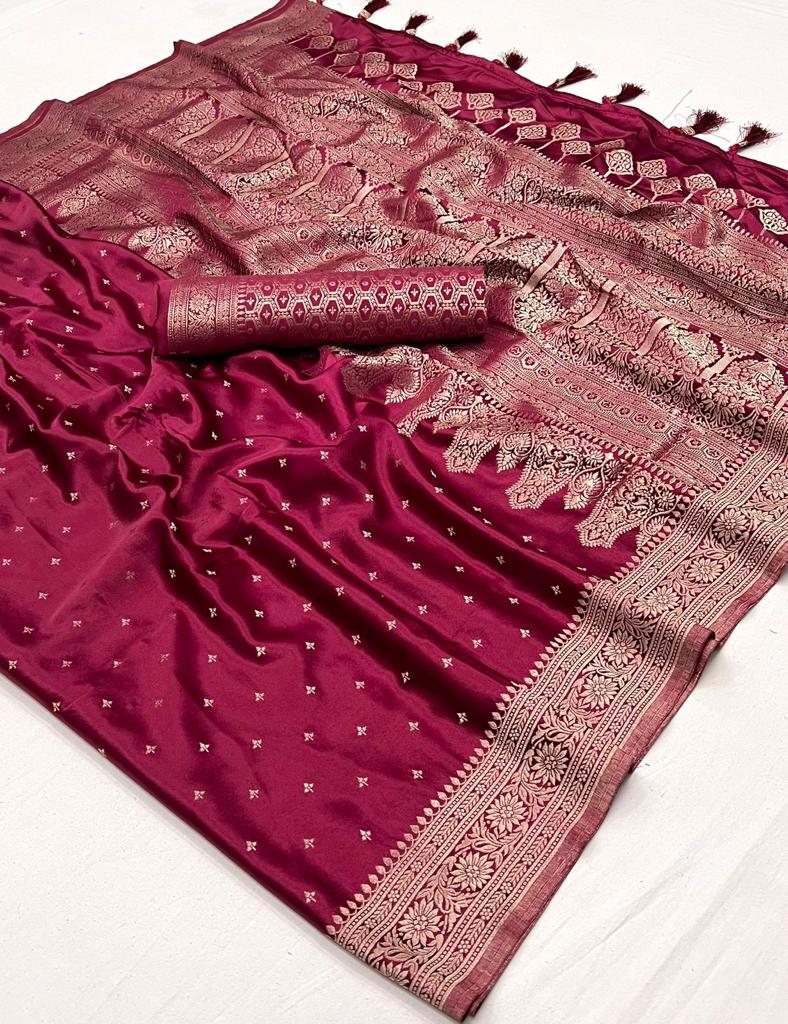 Destination Wedding Special Drapes In Pure Satin Handloom Silk