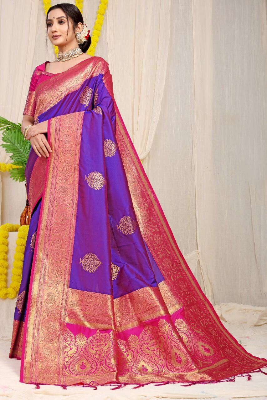 purple wedding saree
