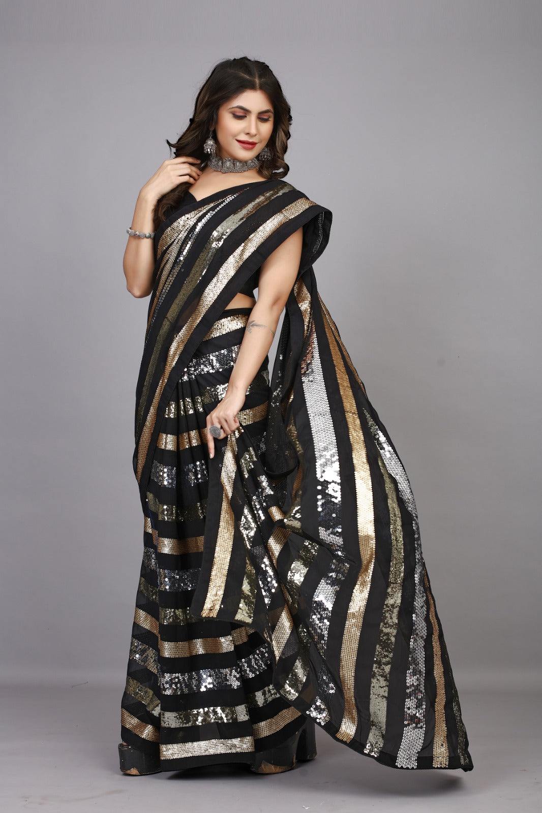 Hot Party Wear Saris In Sequin Work