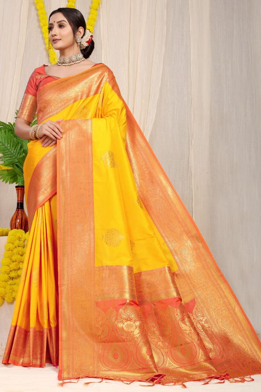 yellow lovely saree