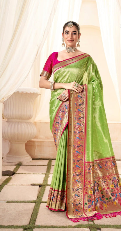 Maharsthra's Love-The Grand Tissue Silk Paithani Sari