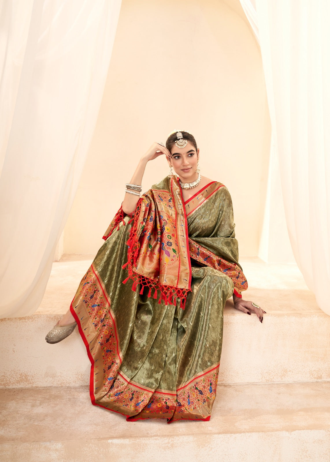 Maharsthra's Love-The Grand Tissue Silk Paithani Sari