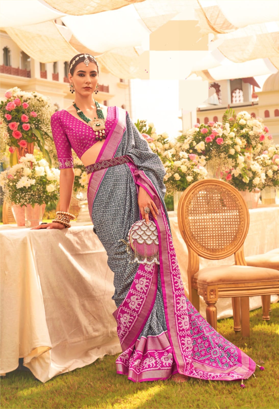 Trendy Hot Sari In Patola Silk