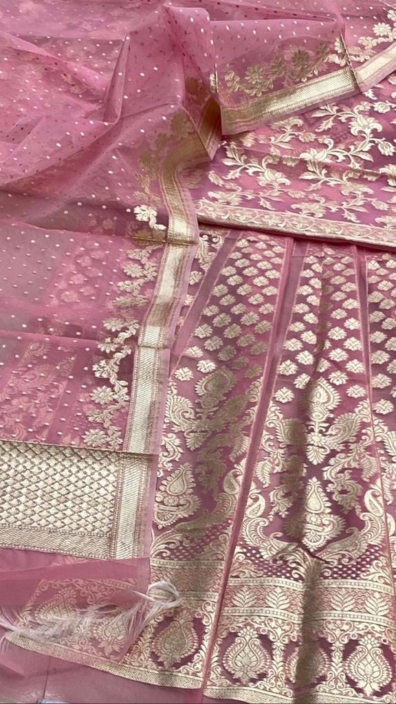 Pure Banarsi Lehenga In Kora Organza