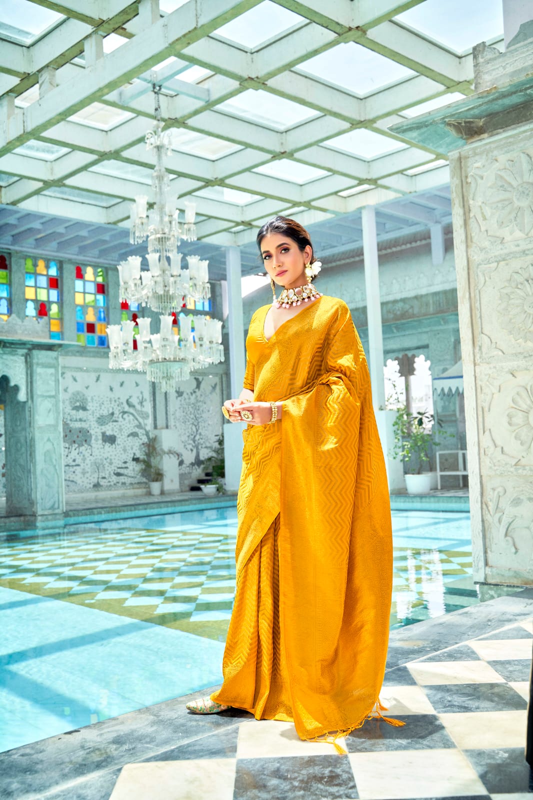 yellow silk sari