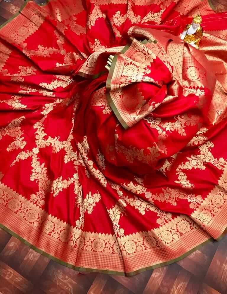 red bridal silk saree