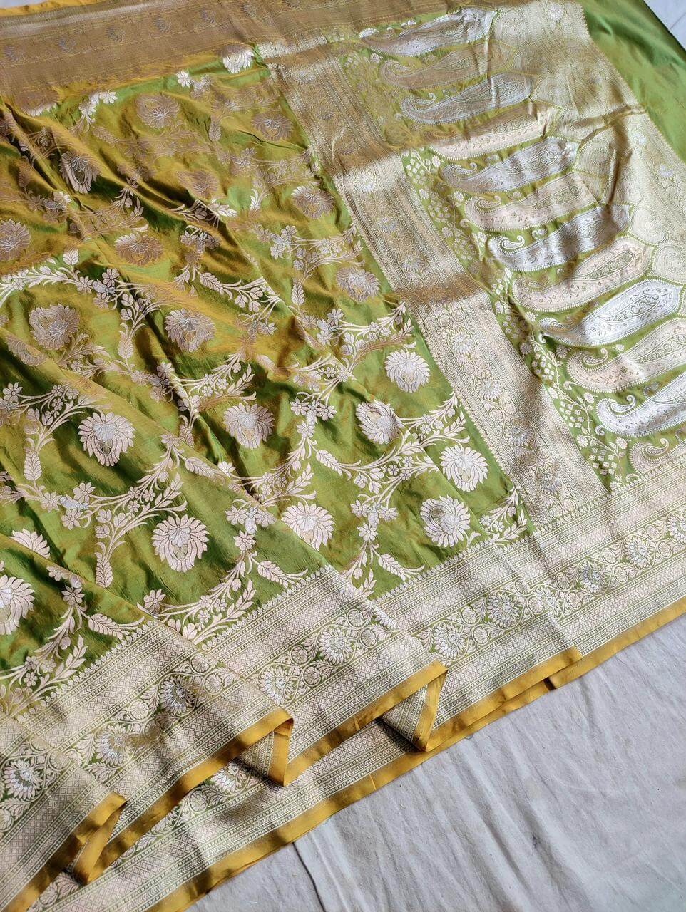 green sari full jaal luxurious collection