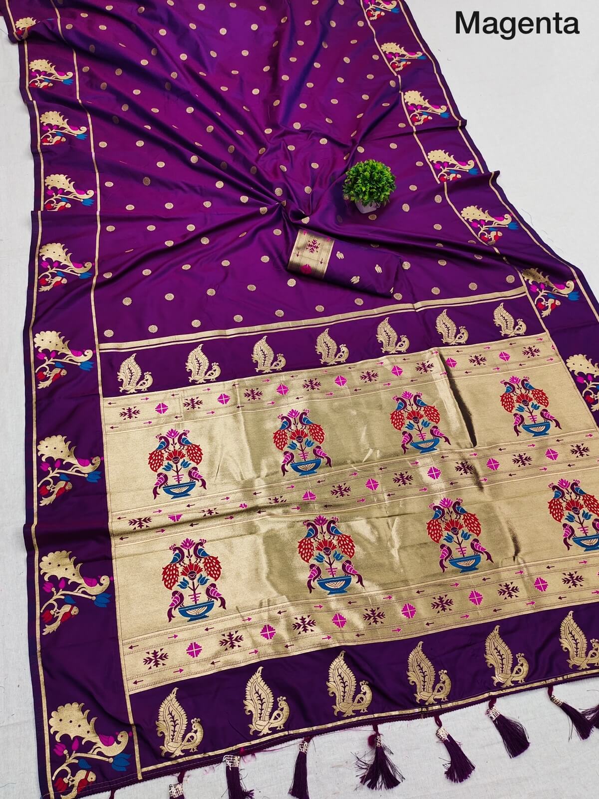 majenta sari wedding drape