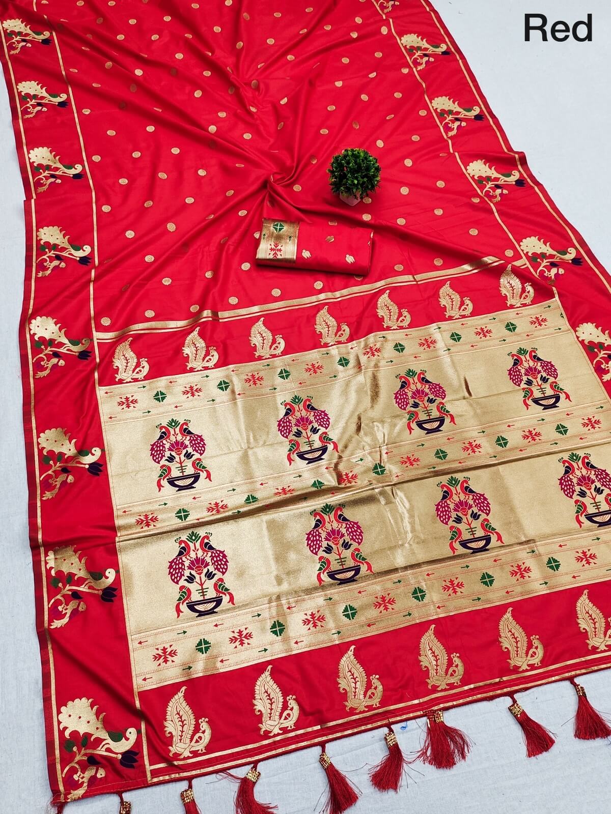 red hot sari for bride and bridesmaid