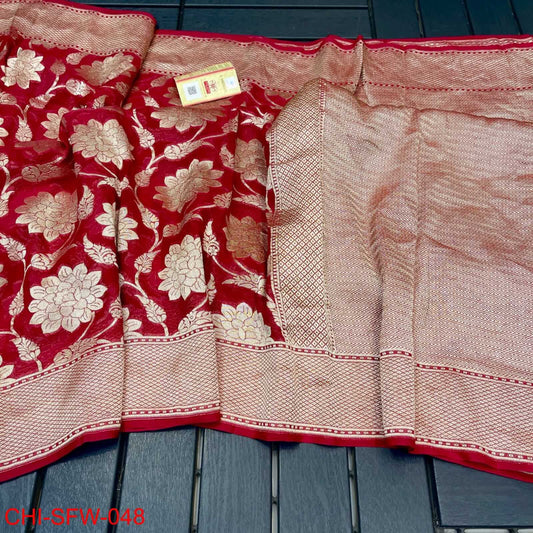 Royal Wedding Sari for Bride and Bridesmaid in Pure georgette pure handloom