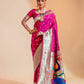 pink hot saree for haldi ceremony