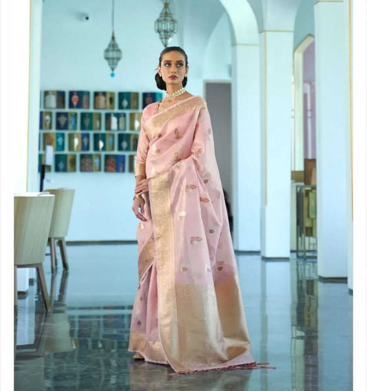 pastel pink wedding saree