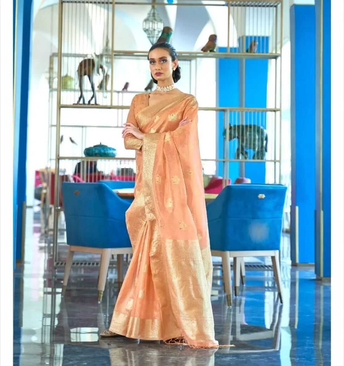 peach beautiful saree for office wear