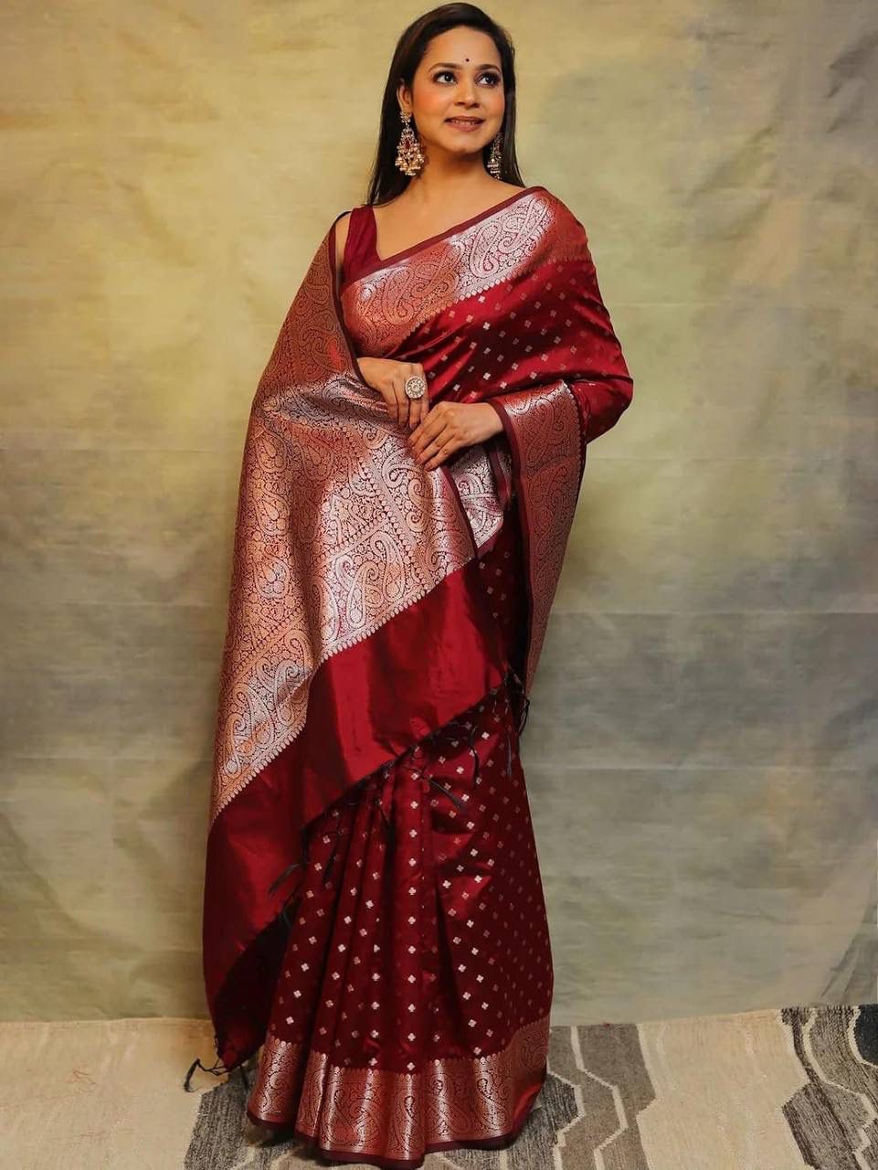 Teej Special Banarsi Red Silk Saree