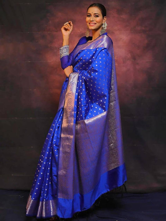 Rakhi Special Blue Banarsi SIlk Saree