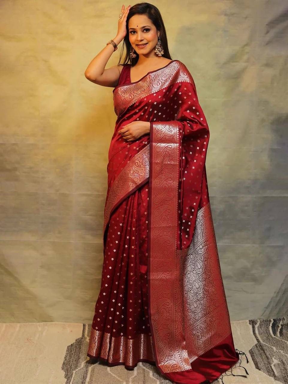 Teej Special Banarsi Red Silk Saree