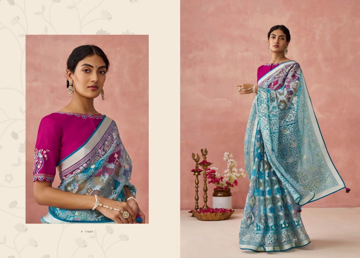 Destination Wedding Special Brasso Silk Embroidered Saree