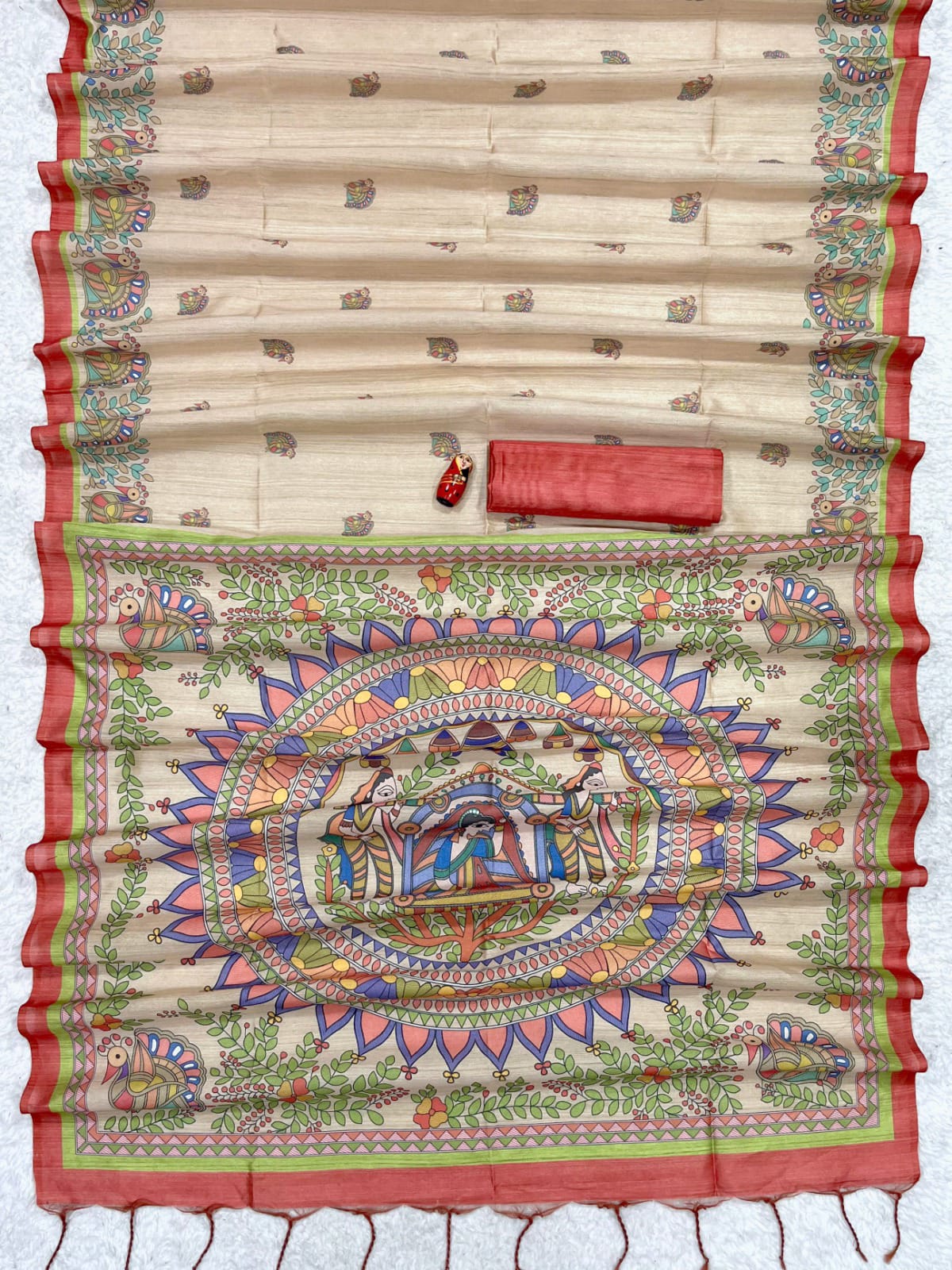 Day Wear Saris In Tussar Madhubani Prints