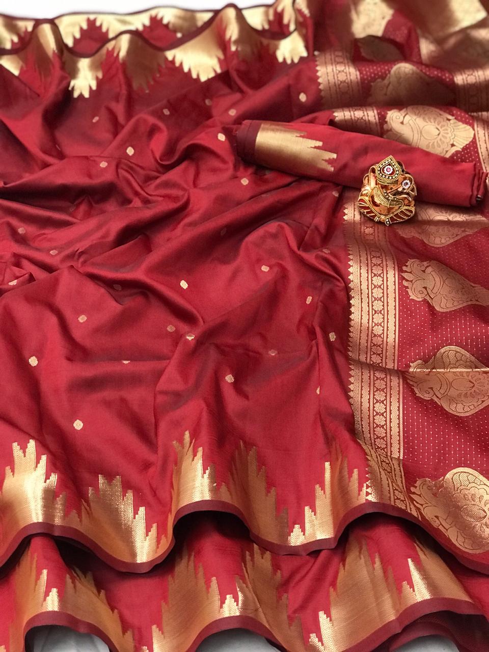 Rakhi Special Silk Saree With Lovely Temple Border