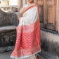 White And Red Designer Banarasi Saree