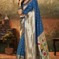 Blue Paithani Silk Designer Weaving Weddings Drape
