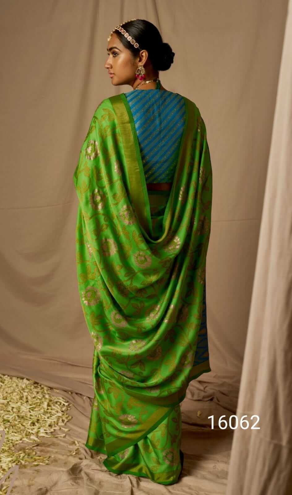 Green Banarasi Saree Brasso Silk with Designer Blouse