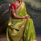 Designer Green Dola Silk Saree Weaving, Embroidery