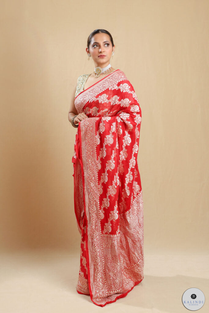 Pure Chiffon Georgette Silk Kaduva Saree – Kalindi Sarees