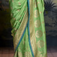 Light Green Pure Dola Silk Wedding Saree