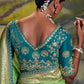 Light Green Pure Dola Silk Wedding Saree
