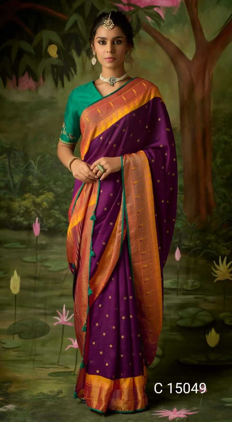 Purple designer paithani brasso saree
