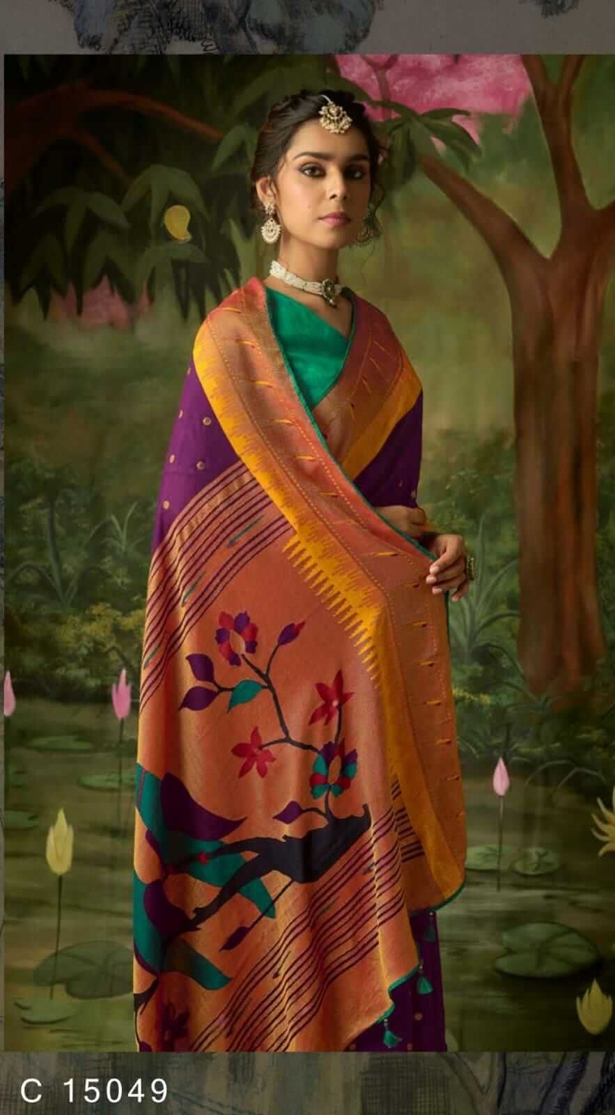 Purple designer paithani brasso saree