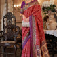 Red Purple Designer Patola Silk Wedding Saree