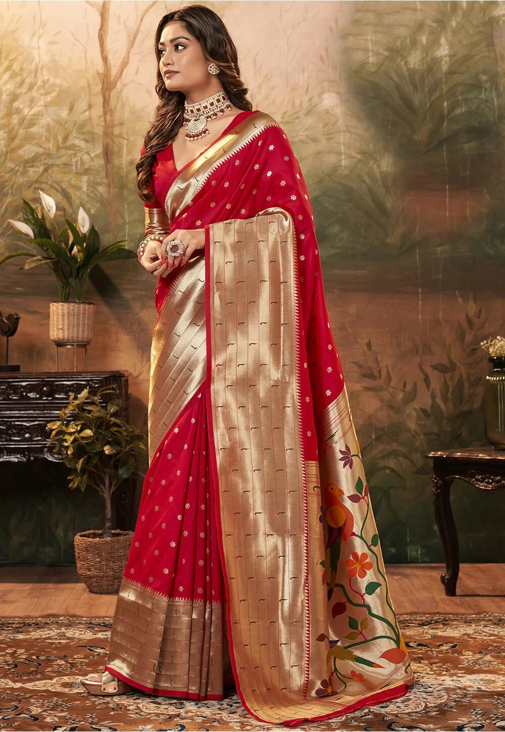 Red Weaving Weddings Paithani Silk Designer Saree-Bridesmaid Collection