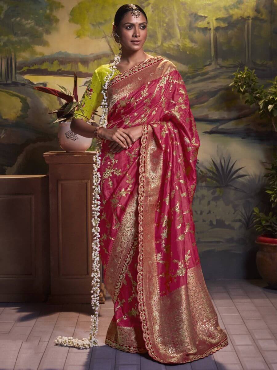 Beautiful Sarees in Dola Silk Weaving and Embroidery