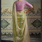 Brasso Silk Drape with embroidery Blouse in contrast