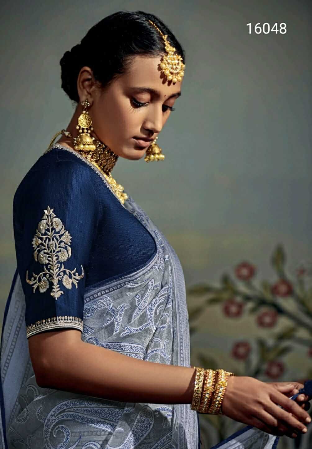 Natural with Red Sabyasachi Inspired Floral Soft Silk Saree with Contrast  Blouse | The Silk Trend
