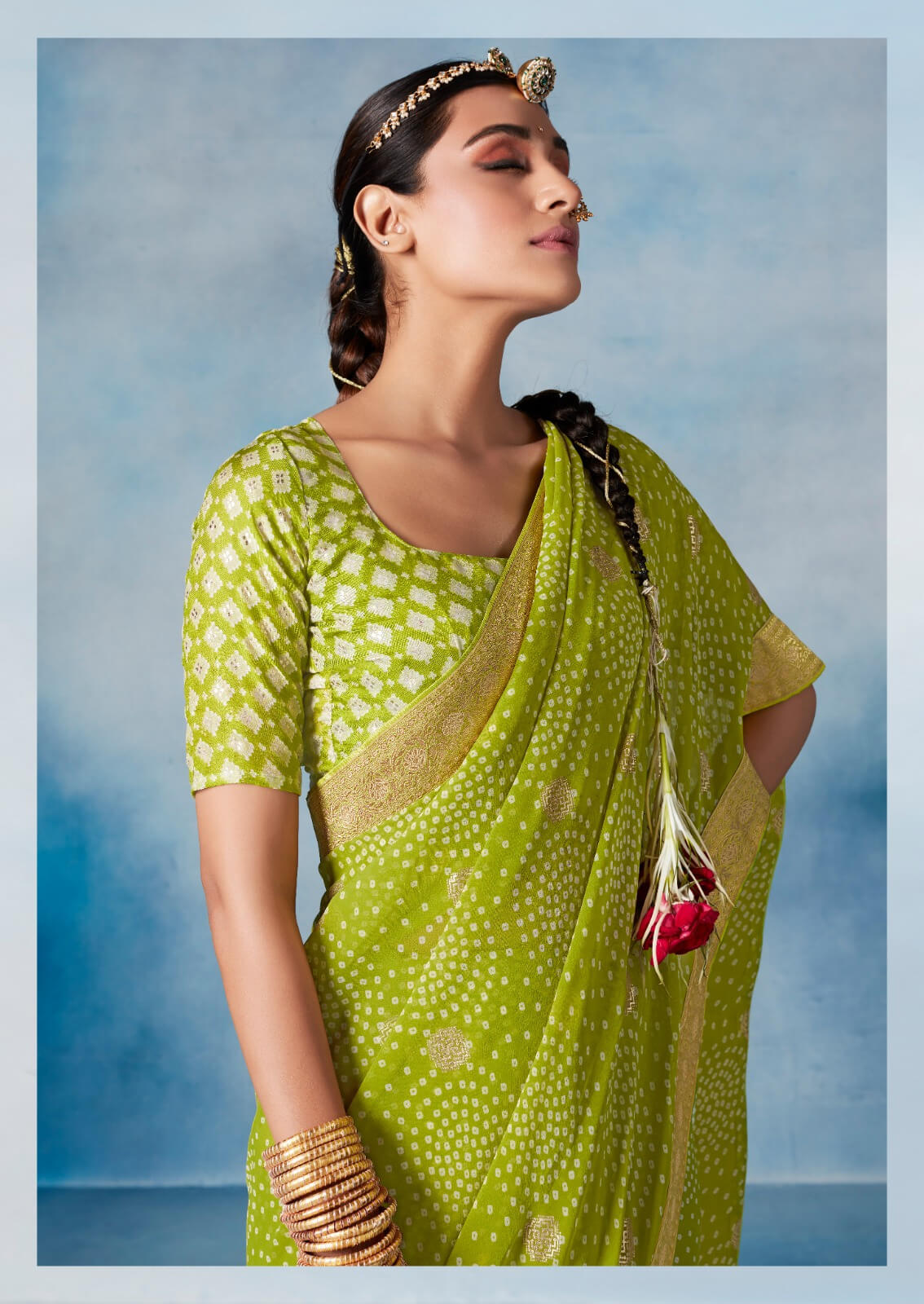 Trendy Designer Georgette saree in bandhni prints