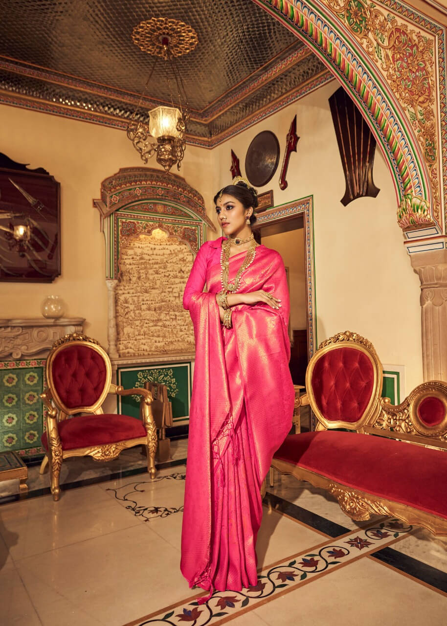 pink ethnic attire drape