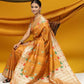 orange drape for haldi ceremony
